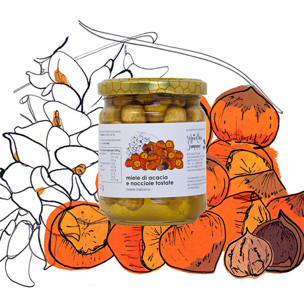Miele d’acacia e Noccole Piemonte IGP intere tostate